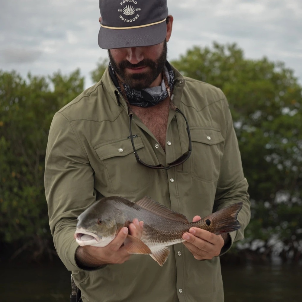 Poncho Outdoors The Brazos Snap Button Fishing Shirt, size XL